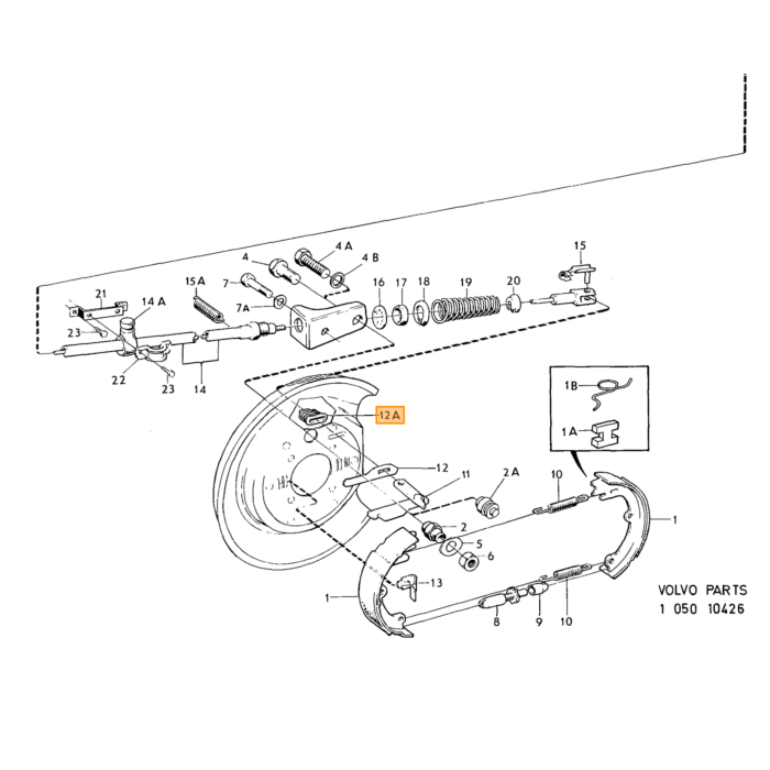 Volvo Rem handrem hevel P1800E+P1800ES chassinummer -31456  niet meer leverbaar Volvo onderdeel nr 677529