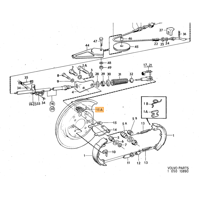 Volvo Rem handrem hevel P1800E+P1800ES chassinummer -31456  niet meer leverbaar Volvo onderdeel nr 677529