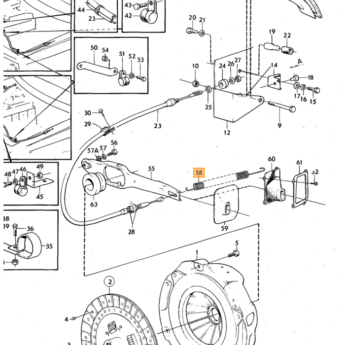 Volvo Koppeling retourveer Amazon B20+P1800/e/es+140+240  Volvo onderdeel nr 677531