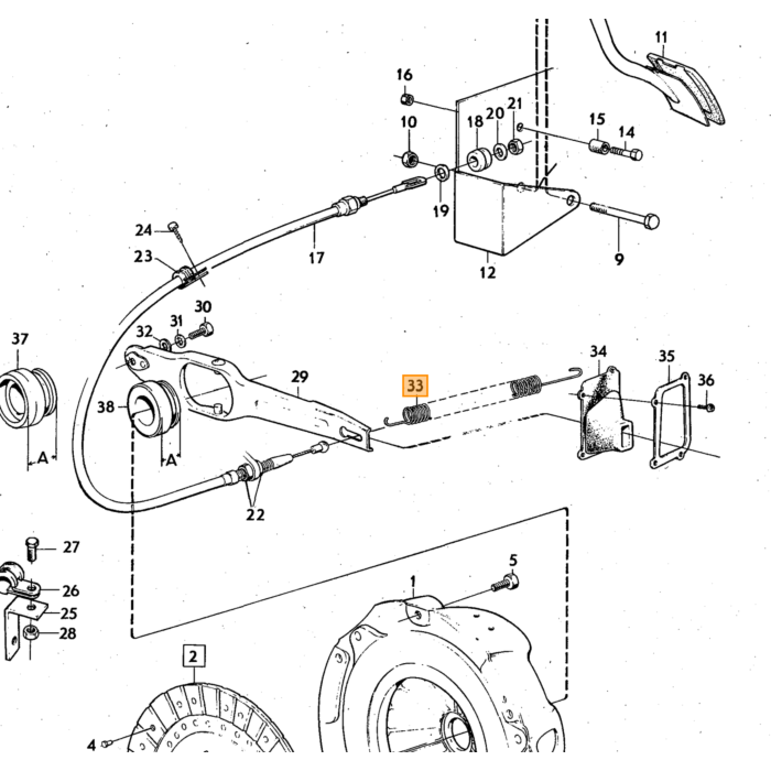 Volvo Koppeling retourveer Amazon B20+P1800/e/es+140+240  Volvo onderdeel nr 677531
