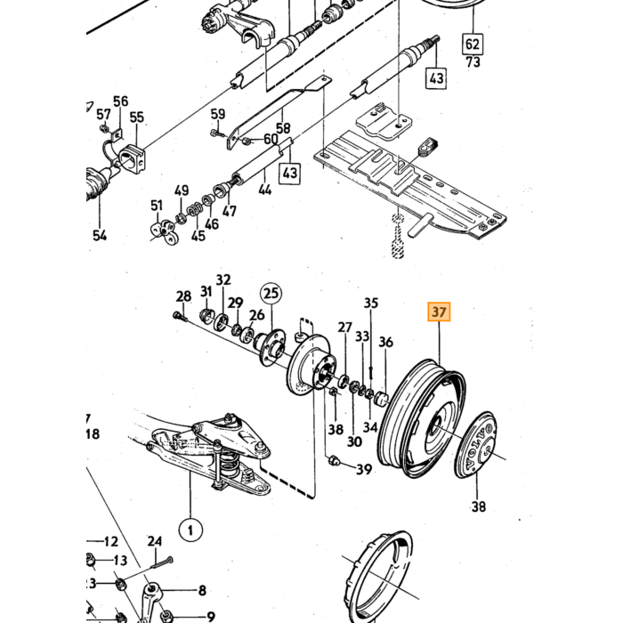 Volvo Stabilisatiestang afstandbus 140+164 Volvo onderdeel nr 677561