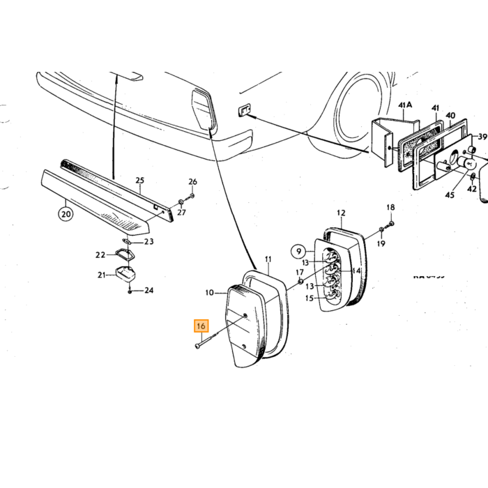 Volvo Schroef achterlicht 140+164+145 52mm Volvo onderdeel nr 677617