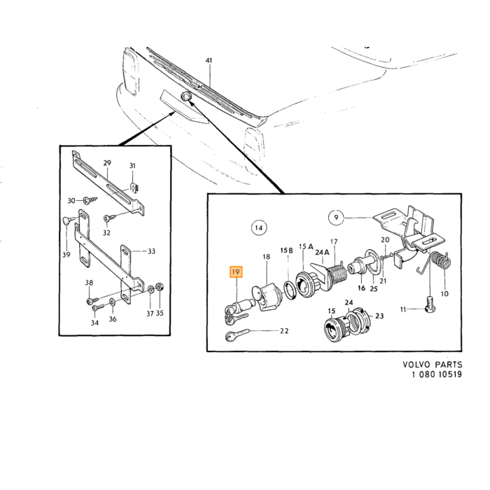 Volvo Slot koffer 145+164+ 2 sleutels NIET MEER LEVERBAAR Volvo onderdeel nr 677673