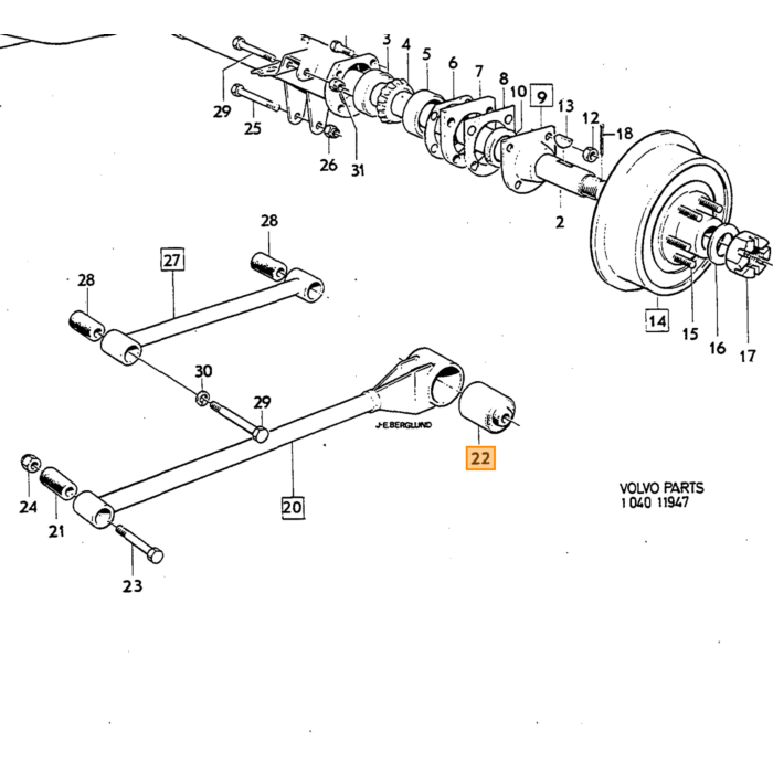 Volvo Silentbloc achteras P1800+164 -1974 (type diabolo) Amazon GT zwaarder dan 676914 Volvo onderdeel nr 678887