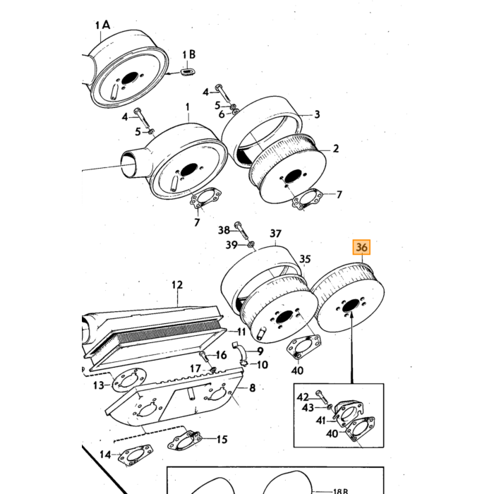 Volvo Luchtfilter B20B met SU carburateurs 33x13x3 cm 140+Amazon orig Volvo onderdeel nr 679658