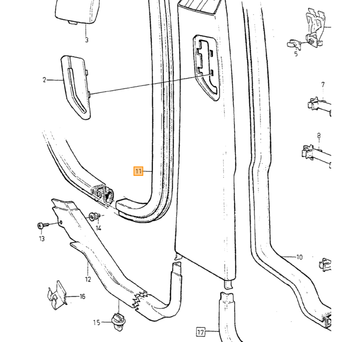 Volvo Plastic strip kofferbakrand + motorkap zie nr 671994 Volvo onderdeel nr 679754