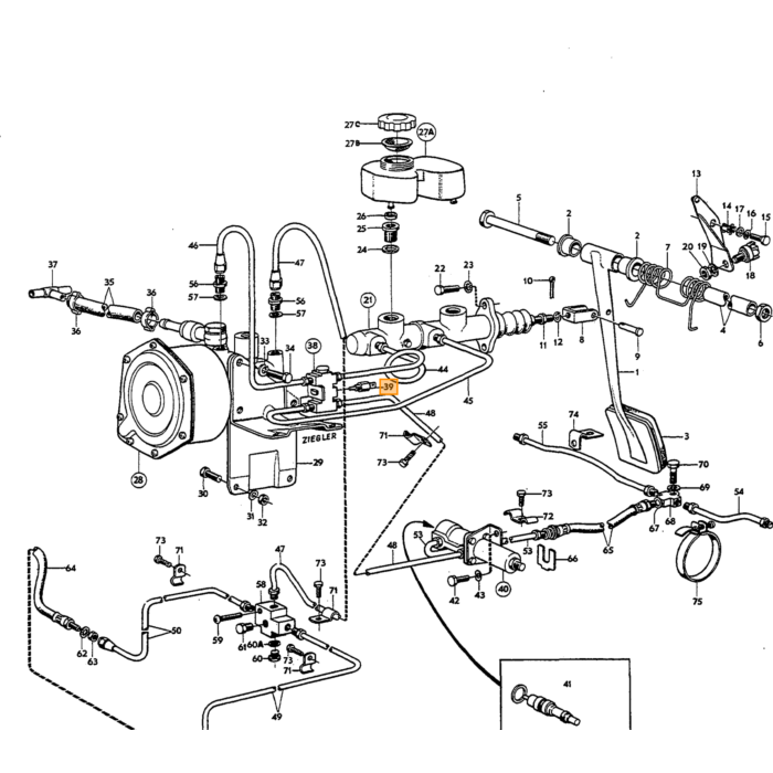 Volvo Rem druk waarschuwings schakelaar sensor Amazon+P1800 +140+164 dubbel remsysteem niet meer leverbaar Volvo onderdeel nr 679938