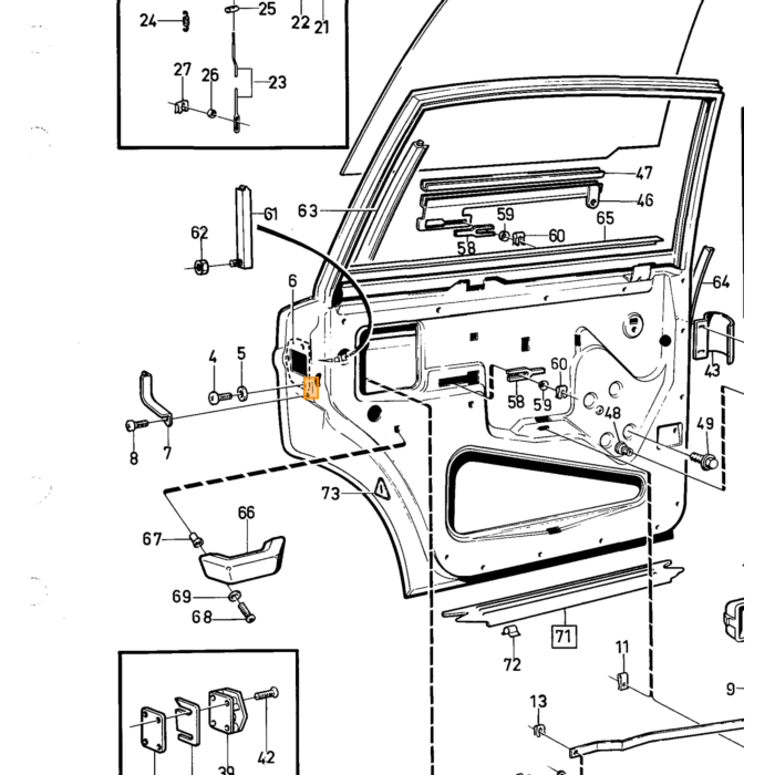 Volvo Scahrnier kofferklep 240 140 links Volvo 140 2-deurs 140 4-deurs 164 240 -1978 sedan Volvo onderdeel nr 680019