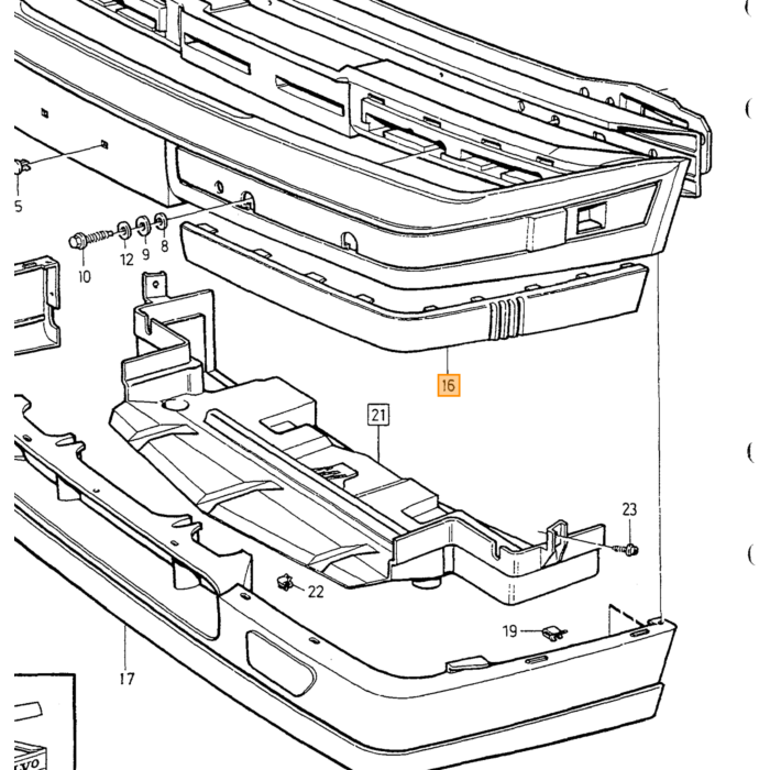 Volvo Sierlijst bumper voor 850 links overschilderbaar Volvo onderdeel nr 6801070
