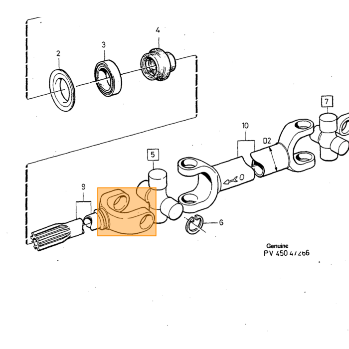 Volvo Bout M10 aandrijfas cardanas M47 M45  240 260 Volvo 240 - 740 - 760 - 780 - 940 - 960 - S90 - V90 Volvo onderdeel nr 6814141