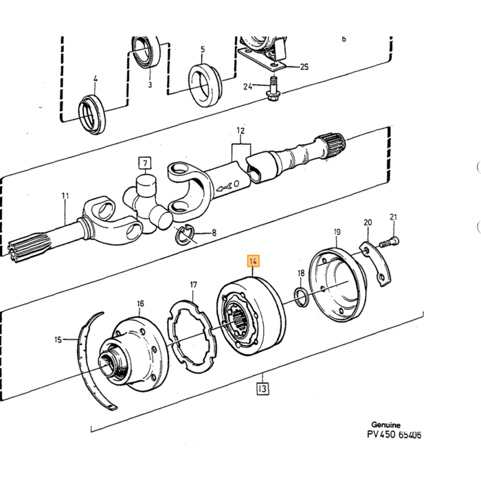 Volvo Bout M10 aandrijfas cardanas M47 M45  240 260 Volvo 240 - 740 - 760 - 780 - 940 - 960 - S90 - V90 Volvo onderdeel nr 6814141