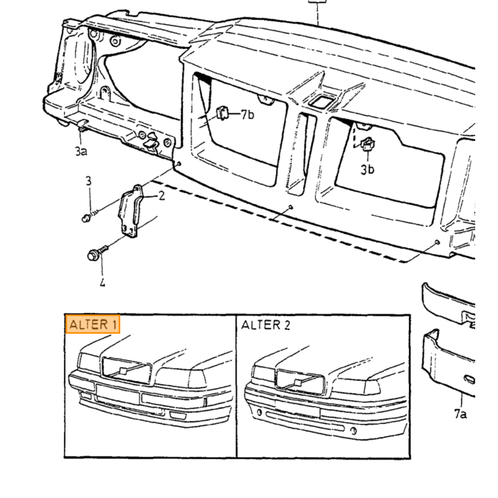 Volvo koplamp sier strip rechts 850 origineel onder koplamp Volvo onderdeel nr 6817850
