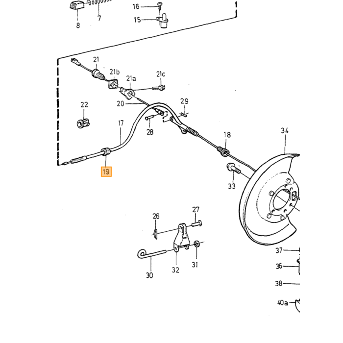 Volvo Handremkabel voorste 760+940+960 V90 -1998 /1987-1990 206.5/179cm  V90 740 960 780 S90 760 940 Volvo onderdeel nr 6819031
