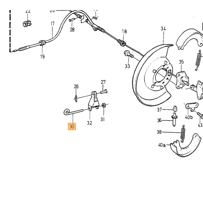 Volvo Rem handremkabel links 740+760+940+960 1987 1387256   13872569   6819032   68190321 54cm Volvo onderdeel nr 6819032