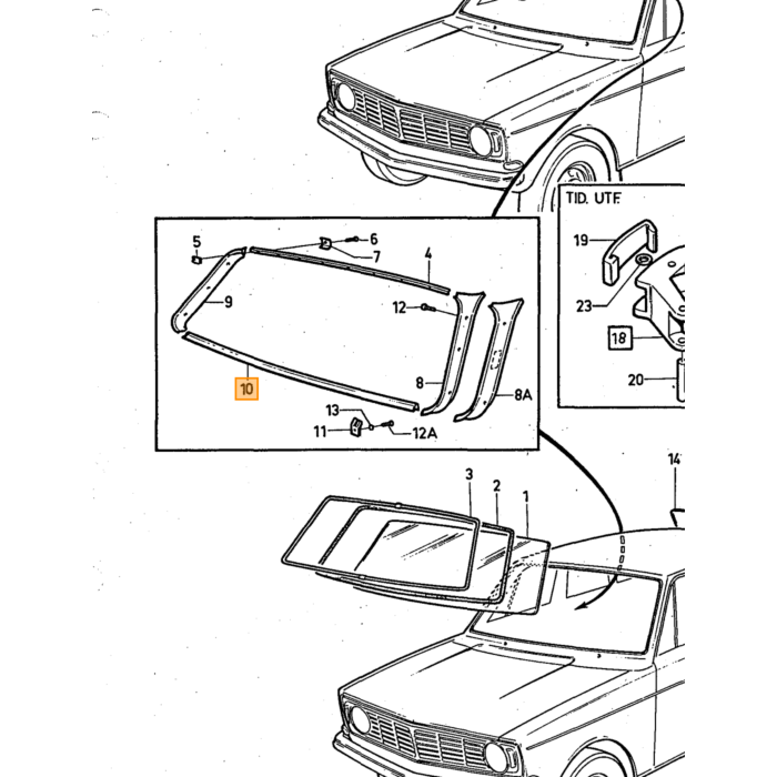 Volvo  Lijst zwart kunststof binnen op dashbord 140 NOS niet meer leverbaar Volvo onderdeel nr 682849