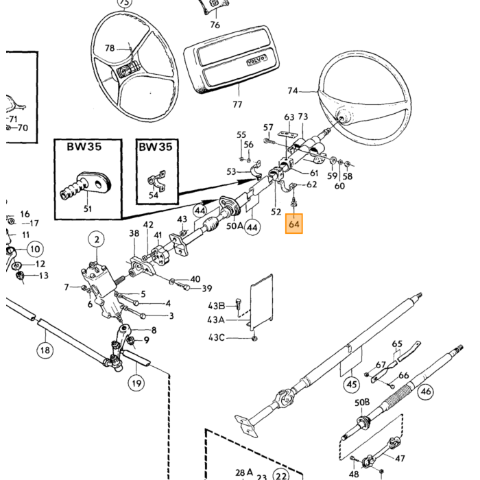 Volvo Breek bout schroef  stuurslot 164 P1800E P1800ES 140 Amazon Volvo onderdeel nr 682898