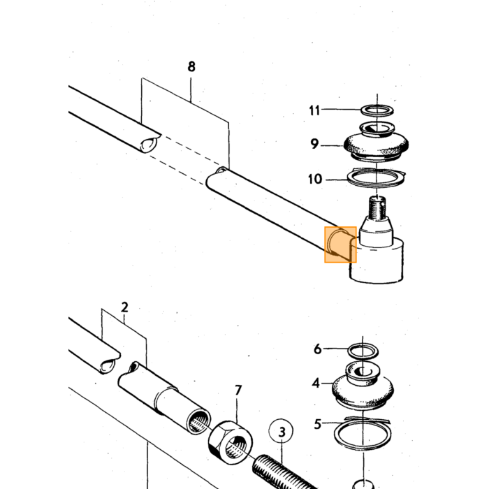 Volvo Ring vooras 140+164 plastic 35.5mm (opvulring) onderste draagarm Volvo onderdeel nr 683266