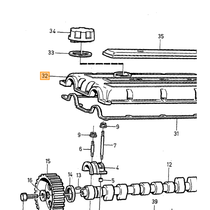 Volvo Keerring nokkenas distributiezijde850  900  S40  V40 (-2004)  S70  V70 (-2000)  S90  V90 (-1998)   2 per auto nodig Volvo onderdeel nr 6842272