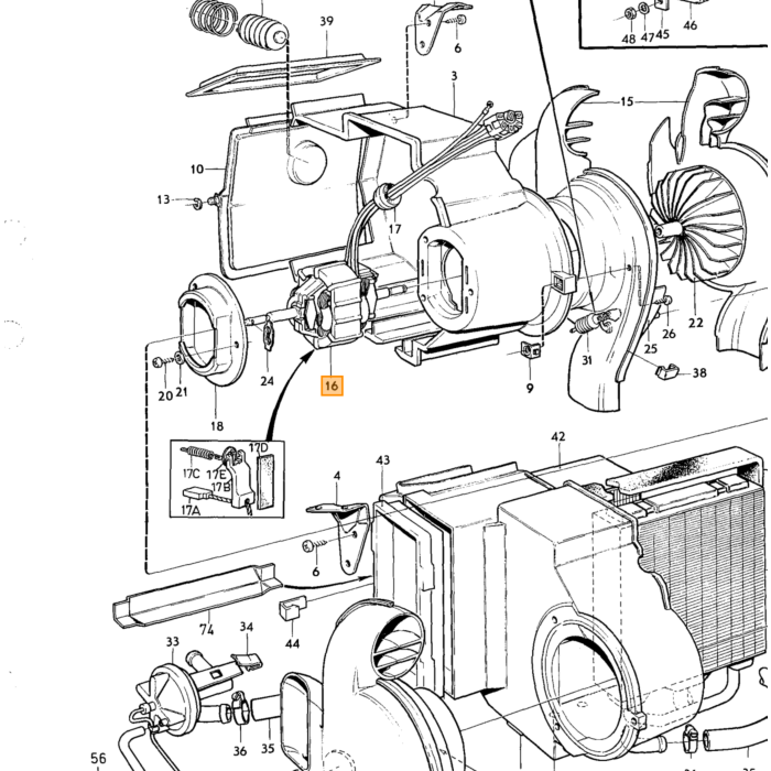 Volvo Kachelmotor fan 164=9131943+1370240 242 244 245 Volvo onderdeel nr 684333