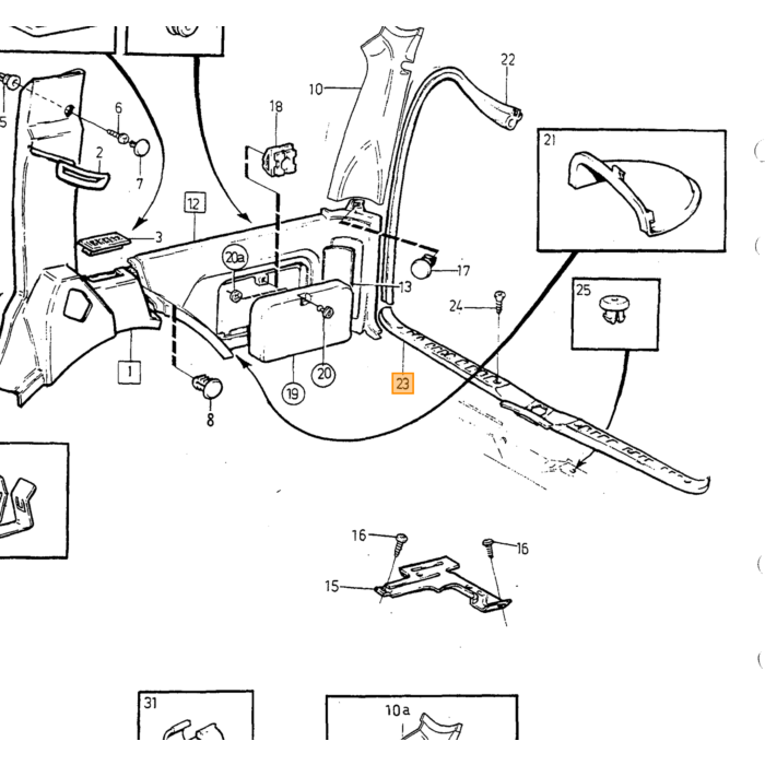Volvo Rubber achterklep afdichting 740+940 estate +V90 op carrosserie  Volvo onderdeel nr 6848647