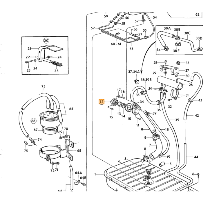Volvo Rubber Kussen brandstofpomp ophanging trillingsdemper 140 p1800 164 145 B20 injectie Volvo onderdeel nr 685355