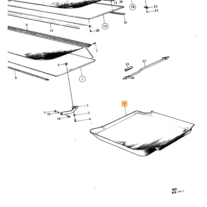 Panel 140 164 bagageutrymme kartong sedan höger