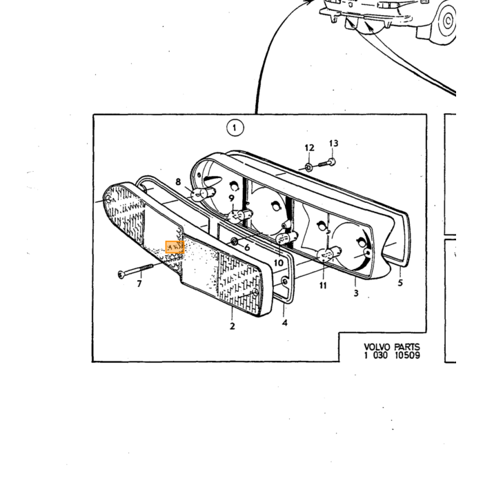 Volvo Rubber achterlichtglas P1800ES tussen glas en huis niet meer leverbaar Volvo onderdeel nr 686963