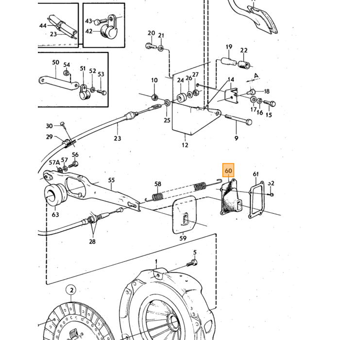 Volvo Rubber koppelingshuis afdichting (gaffel)P1800E+ES+140(bevest 4 schroeven) Volvo onderdeel nr 687338