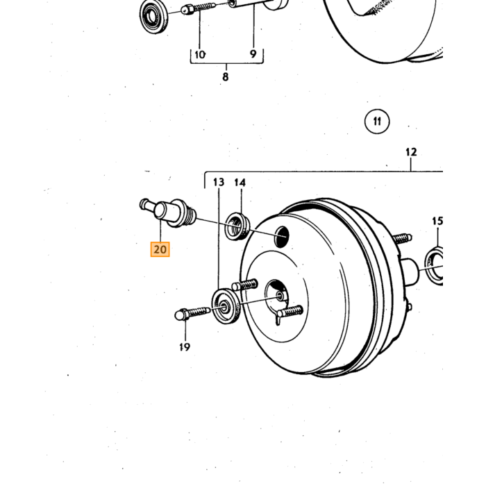 Volvo Rem bekrachtiger vacuum terugslagklep 140+240+260 -1978 (1212405) 24.5mm diam Volvo onderdeel nr 687495