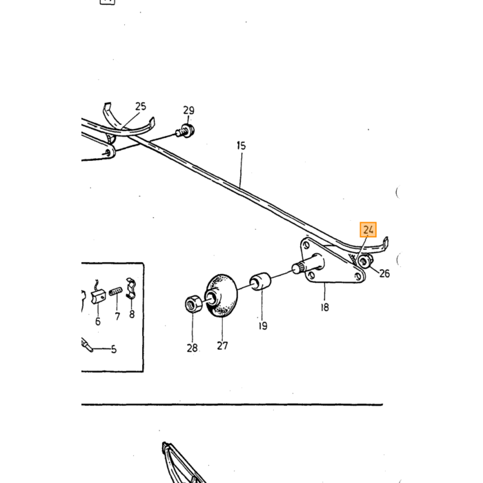 Volvo Kabel ruitewisser rechts 140 1973+ 240+260 740 780 760 940 960 V90 S90  370MM  Volvo onderdeel nr 687784