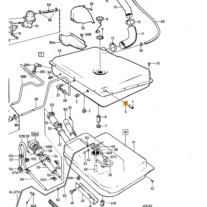 Volvo Benzinefilter in benzinetank P1800E+ES+140+164 (injection) Volvo onderdeel nr 688593
