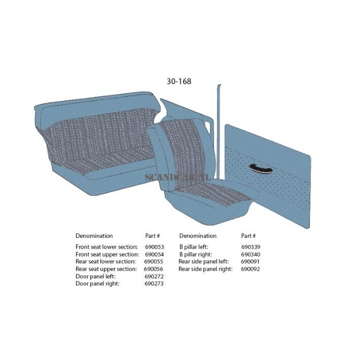 Bekleding PV544 zijpaneel bekleding links achter blauw 30-168