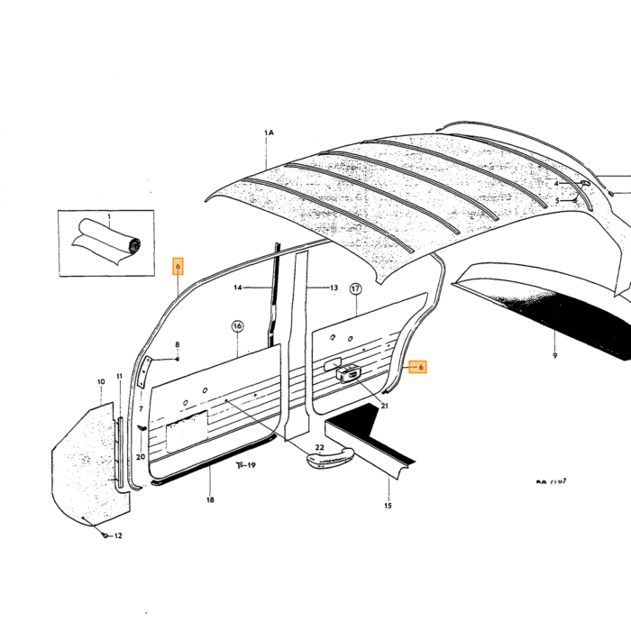 Volvo Tochtstrip Amazon 4 deurs Links/Rechts Volvo onderdeel nr 690588
