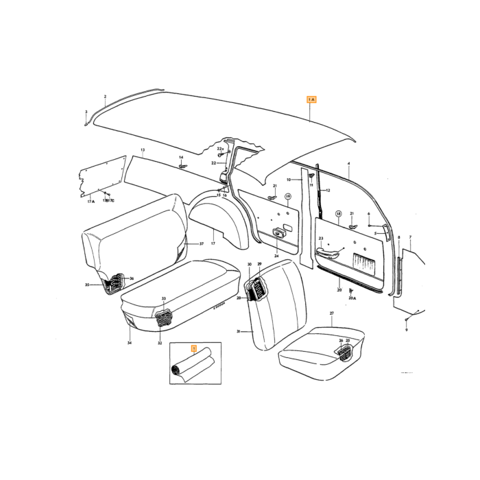 Volvo Hemel Amazon kombi geperforeerd beige vinyl dakbekleding Volvo onderdeel nr 690639