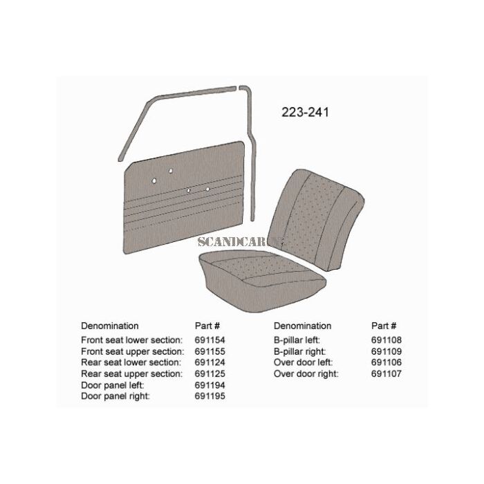 Bekleding Duett strip B stijl Rechts grijs zie set 691106