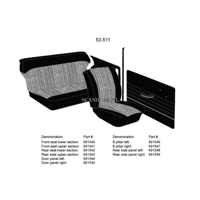 Volvo Bekleding PV544 B stijl z. nr 691546