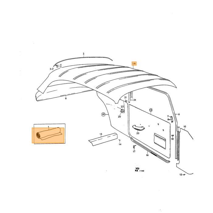 Volvo Bekleding Amazon 2 deurs deurpaneel zwart 428-584 zie 692002  Volvo onderdeel nr 692003