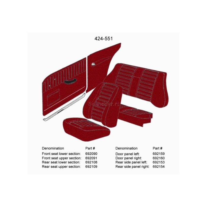 Bekleding Amazon 2D zijpaneel cover Linksachter rood 424-551 SET incl R 692154