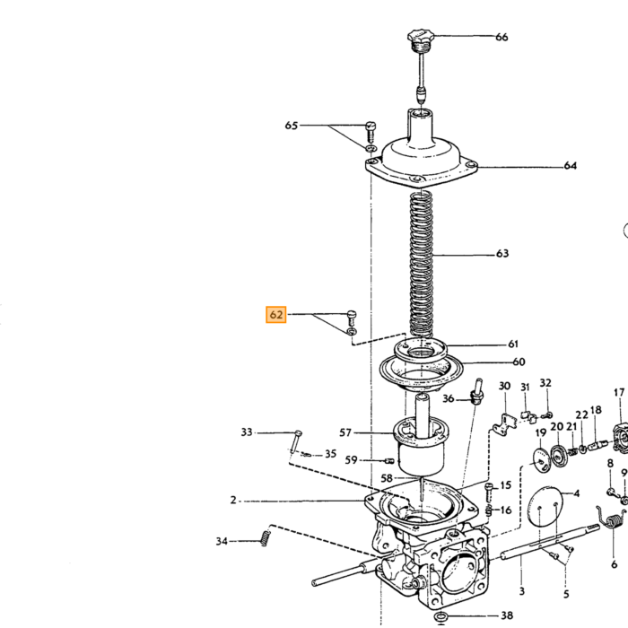 Volvo Schroef voor carburateur Zenith 34VN+36VN Volvo onderdeel nr 71727