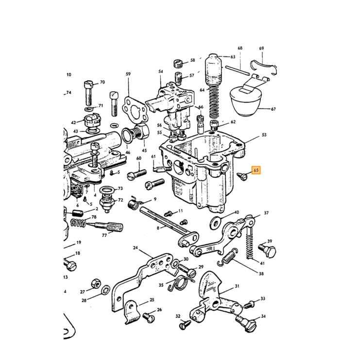 Volvo Schroef voor carburateur Zenith 34VN+36VN Volvo onderdeel nr 71727