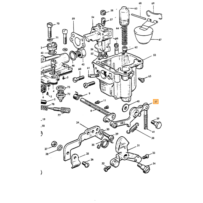 Volvo Hevel voor accelaratiepomp carburateur Zenith 34VN Volvo onderdeel nr 71932