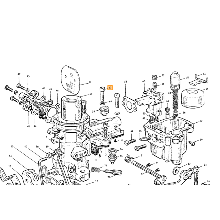 Volvo Schroef voor carburateur Zenith 34VN+36VN vlotterkamer Volvo onderdeel nr 71951