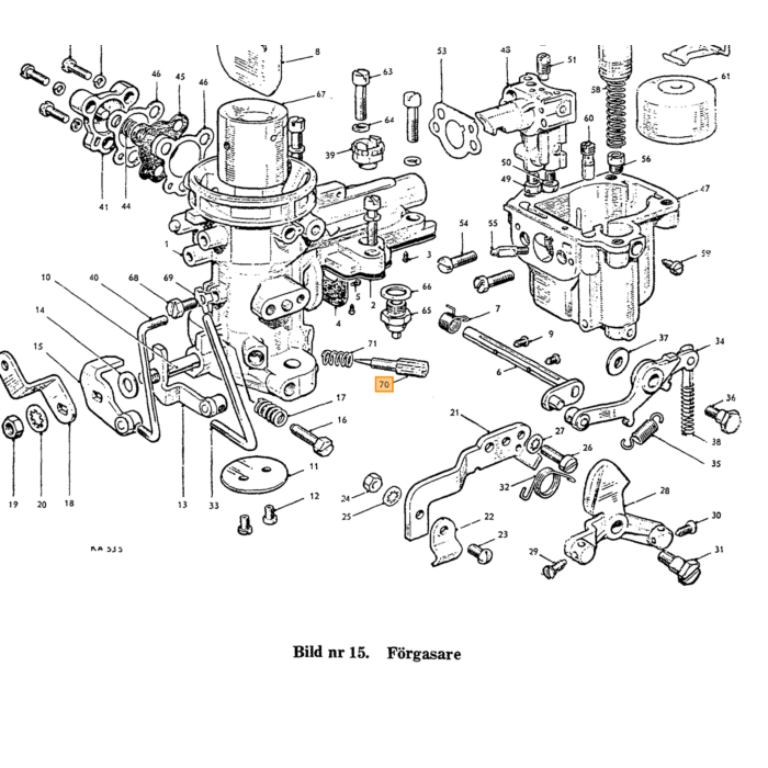 Volvo Lucht regel schroef nippel carburateur Zenith 36VN+34VN  Volvo onderdeel nr 71955