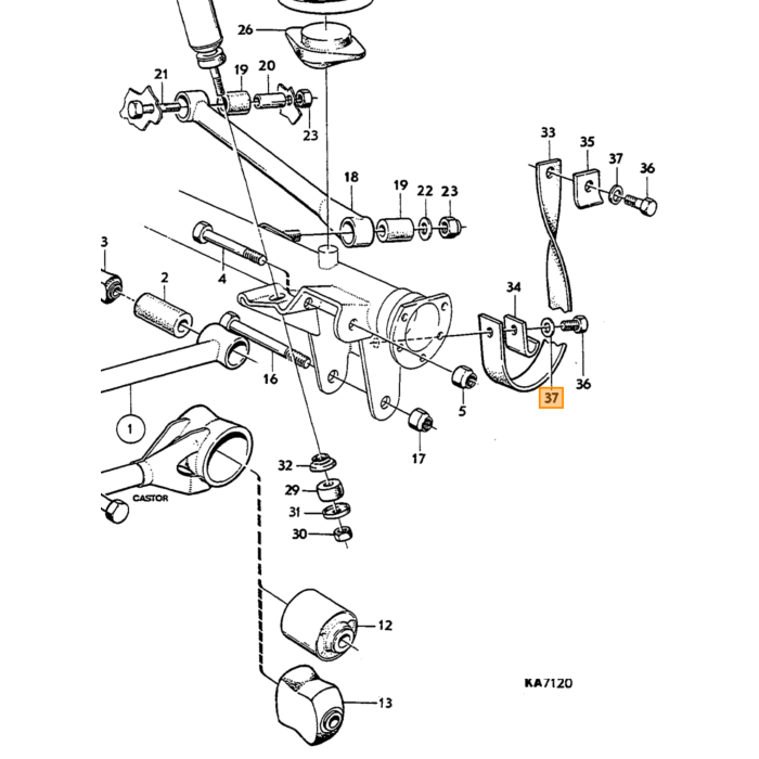 Volvo Stoot rubber vooras onder PV444+PV544+Duett achter in veer voor P1800 +Amazon achteras 1800 stootrubber Volvo onderdeel nr 83108