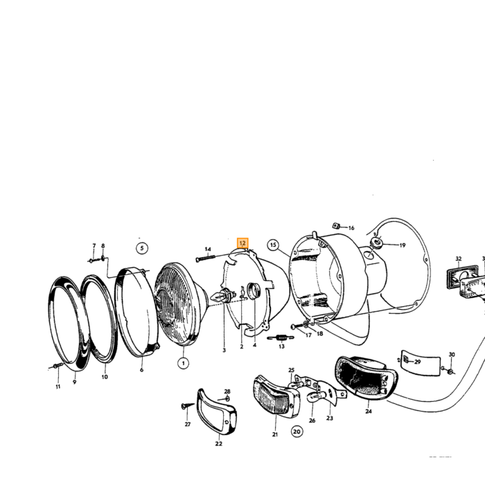 Volvo Koplamp pot binnenhuis staal PV+Amazon  Volvo onderdeel nr 83590