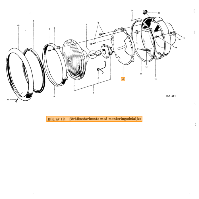 Volvo Koplamp pot binnenhuis staal PV+Amazon  Volvo onderdeel nr 83590