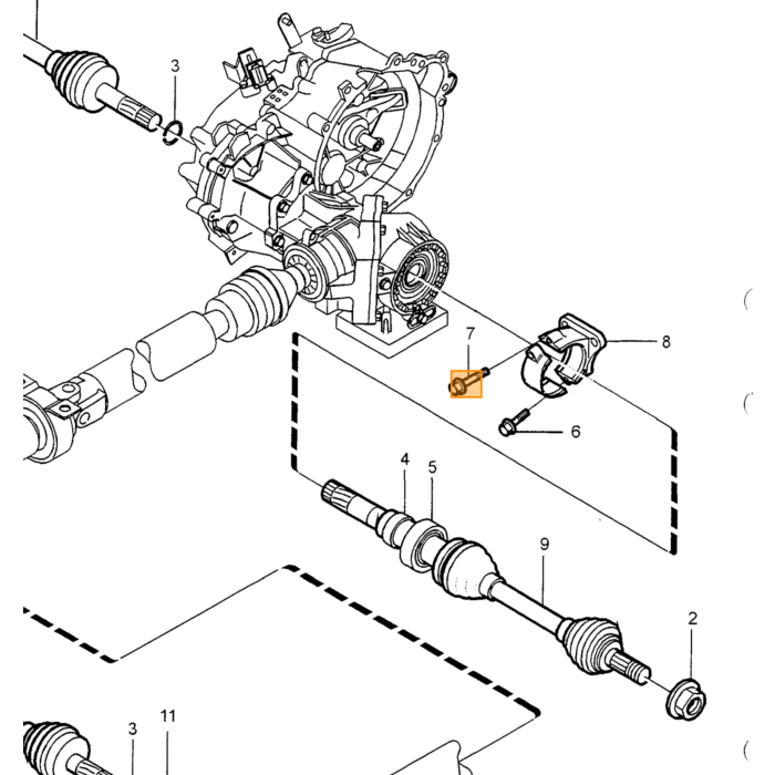 Volvo Aandrijfas Links 2WD Handgeschakeld Volvo 850 - S70 - V70 - C70 Volvo onderdeel nr 8601096