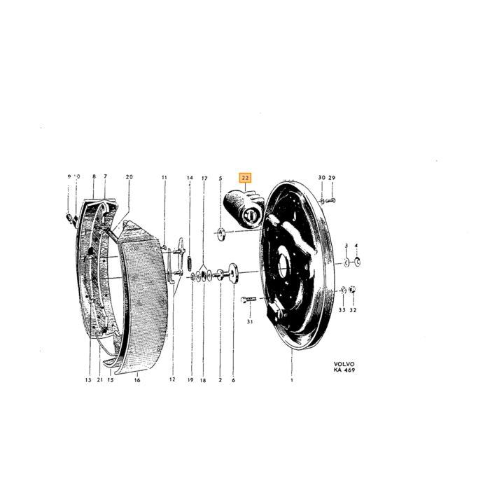 Volvo Rem cilinder voorwiel PV444+445 -1958 PV-ch 207.865 445 -ch 9072 Volvo onderdeel nr 87450