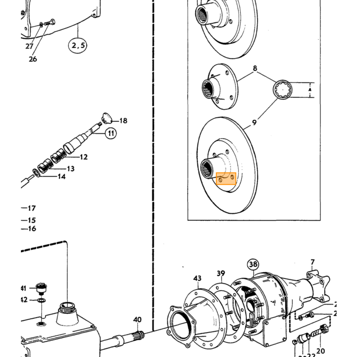 Volvo Flens uitgaande as versnellingsbak M40+M41 gebruikt 35mm 10 splines 140  145  164  Amazon 121  Amazon 122 S  Amazon 220  P 1800  P 1800 E  P 1800 ES  P 210 Duett  PV 445 DUETT  Pv 544 Volvo onderdeel nr 87614