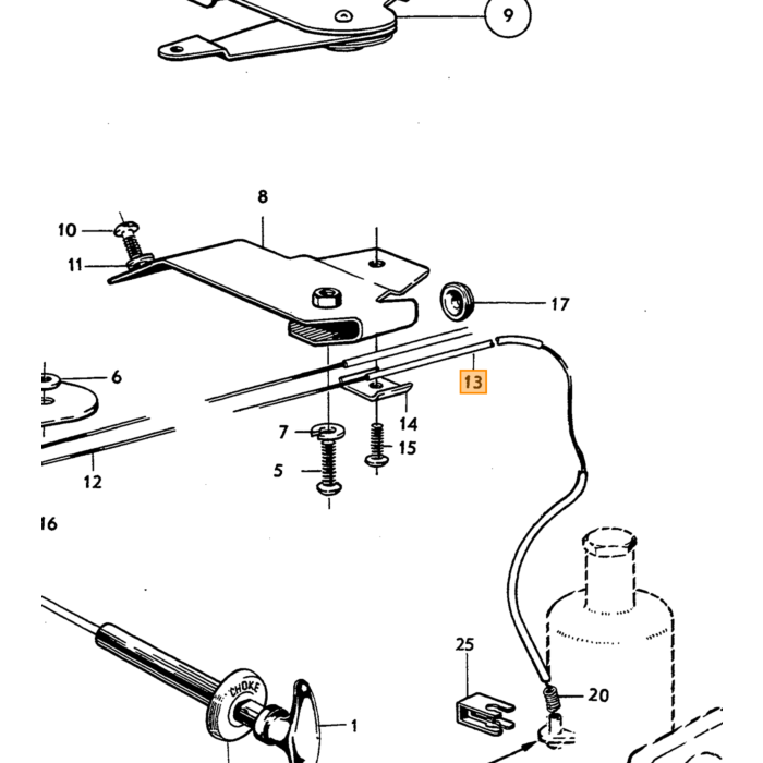 Volvo choke kabel enkel zie 9055192 Volvo onderdeel nr 88783